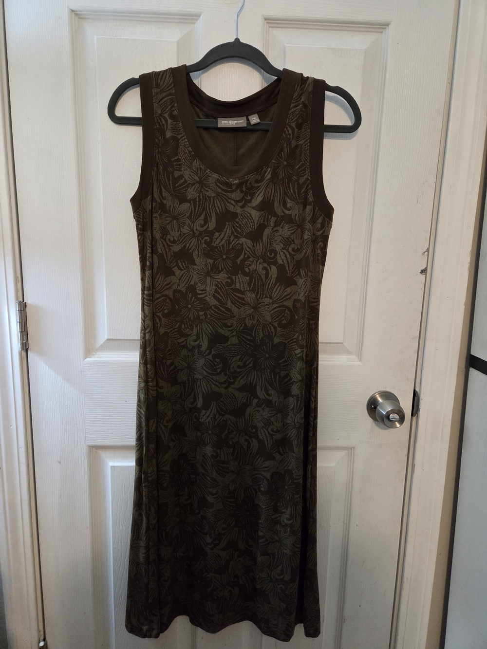 croft & barrow Olive Green Floral Sleeveless Midi Dress